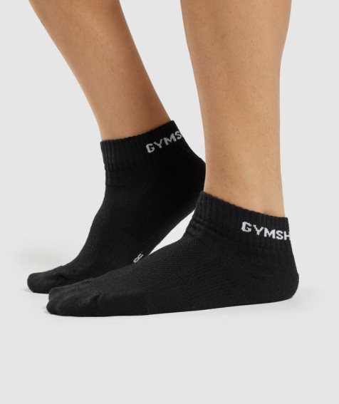 Gymshark Jacquard Quarter 3pk Socks Black | CA D5A306